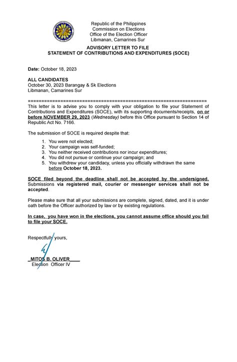 comelec soce form|Republic of the Philippines .